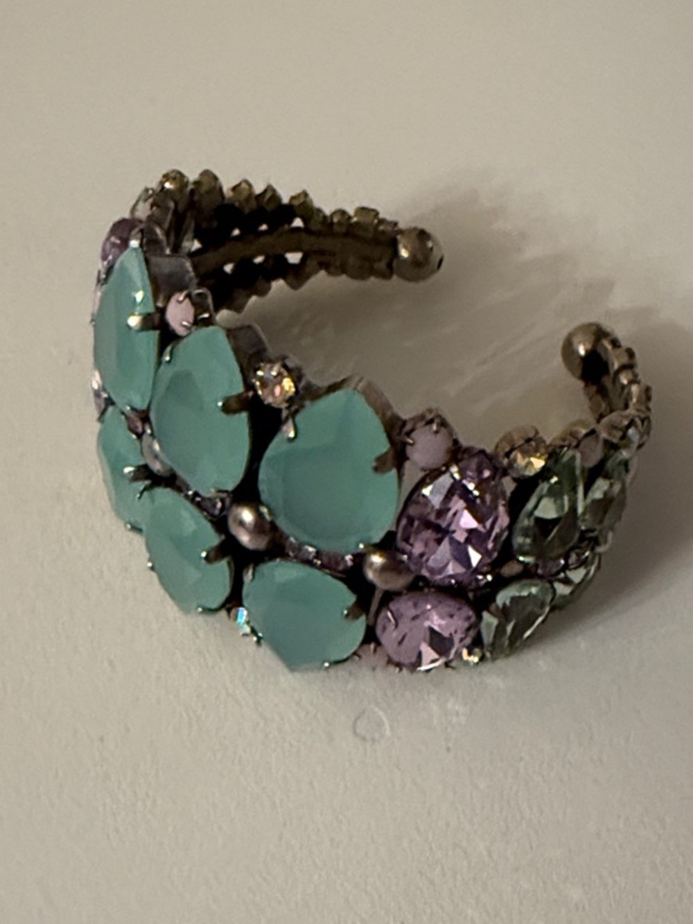 Sorrelli Turquoise & Lavender Crystal Floral Cuff Bracelet